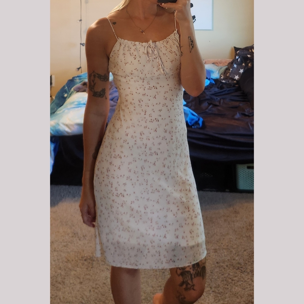 Papaya Cream Floral Midi Dress
